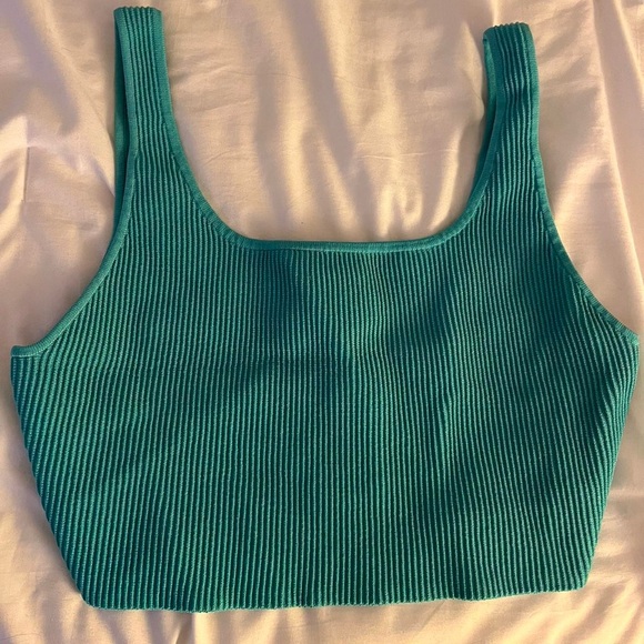 Babaton Turquoise Ribbed Tank Top - Picture 1 of 2